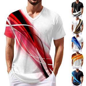 Jiangnan A Zomer Heren Populair T-shirt Bedrukt V-hals T-shirt met Korte Mouwen XXL