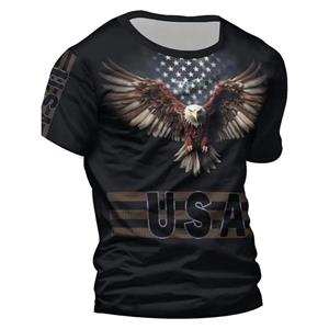 WowClassic Heren 3D Eagle Graphic T-shirt - Vetgedrukte letterprint, Casual Comfort Fit, Korte mouw Zomer T-shirt - Perfect voor buitenactiviteiten S