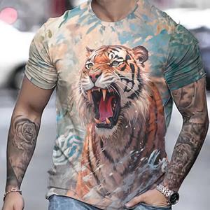 ETST 05 Tijger T-shirt voor heren 3D-dier 3D-print Herenoverhemden Zomer Korte mouwen T-shirt Heren Pullover Oversized Top Casual Herenkleding S