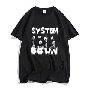 Planet clothing wholesale System of A Down Shirts 100% Katoen Zomer T-shirt Creatieve Grafische T-shirt Print Heren Streetwear T-shirt Retro Band Casual Tees XS zwart