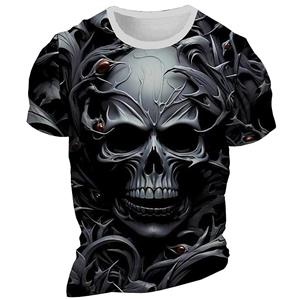 Etst 003 Vintage T-shirt voor heren Schedel 3D-print Mode Korte mouwen Tops Zomer Oversized Heren T-shirts Casual kleding Trui S