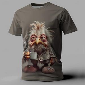 WowClassic Grappige heren T-shirt met dierenprint, korte mouwen, T-shirts met oversized mouwen voor herenkleding, zomer, straat, casual T-shirt voor mannen S