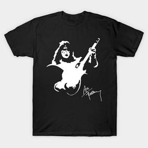 SPORTS TRIP Heren Zwart Print T-shirt Super Groot T-shirt Ace Frehley 1 No-Cut Transfer Papier Print Katoenen T-shirt S zwart