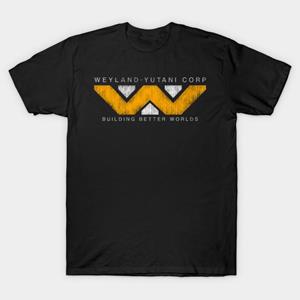SPORTS TRIP Heren Zwart Print T-shirt Super Groot T-shirt Weyland Yutani - Grunge No-Cut Transfer Papier Print Katoenen T-shirt 3XL zwart