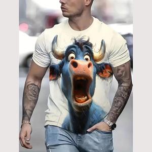 Men look 3D Clothes Zomer Heren T-shirt Kattenprint Casual Korte Mouw 3d T-shirts Mode Streetwear Ronde Hals Trui Oversized Herenkleding S