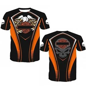 ETST 03 2024 Nieuwe Hot Sell Match Skull Mannen Vrouwen Motorfiets Harleys Race 3D T-shirt Korte Mouw Davidsons Cool Trend Oversized Tees Tops S