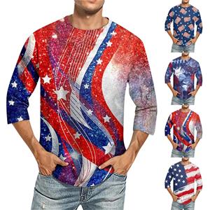 WowClassic Heren Onafhankelijkheidsdag T-shirts USA Vlag Grafische T-shirts Korte Mouw Amerikaans Patriottisch Vintage T-shirt S