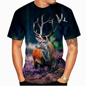 Xiao Xiang Mode Hertenjacht 3D Print T-shirt Zomer Mannen Vrouwen T-shirts O-hals Korte Mouw Oversized Harajuku Streetwear Mannen T-shirts Tops L
