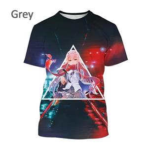 Xin nan zhuang Japanse Anime Zero Two Darling in The FRANXX Kawaii Tees 3D Printing T-shirt Mode Sexy Top Casual Korte Mouw T-shirt 6XL