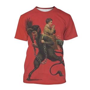 Baibao QIQI Horror Duivel Krampus Kerst Straf voor Ongehoorzame Mannen Kinderen 3D Geprint T-shirt Duitse Folklore Krampus T-shirt XXS