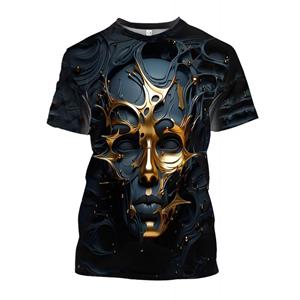 HerSight Robotpatroon Tees Heren Streetwear Contrast Kikker 3D Print T-shirt Mode O Hals Korte Mouw Tops Zomer T-shirts S wit