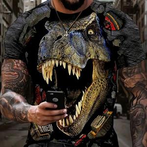 Subilier 3D Dinosaurus Print T-shirt Voor Heren Mode Hip Hop Harajuku Straat Tops Zomer Kinderen T-shirts Oversized Korte Mouw S