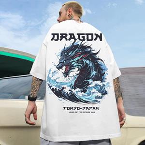 ETST WENDY 005 Mode T-shirts voor mannen 3D Japanse drakenprint Herenkleding Oversized T-shirt Straat Harajuku Tops Dagelijks Casual Korte mouw S
