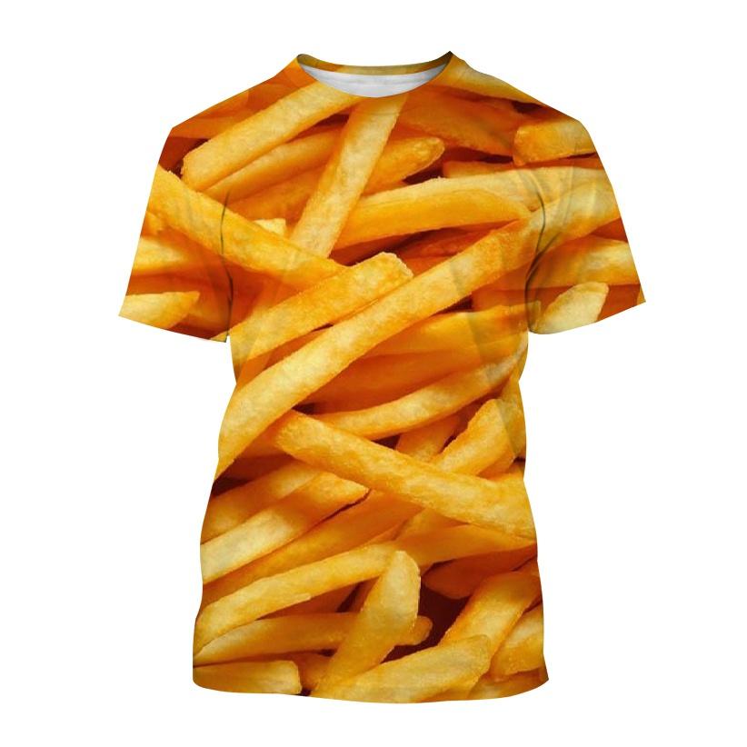 Chengyu Summer Tide French Fries Afbeelding Heren T-shirts Casual 3D Print Tees Hip Hop Persoonlijkheid Ronde Hals Korte Mouw Snel Droog 3XL