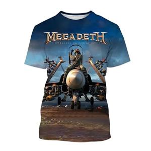 Laoxu Mode Megadeth Print 3DT Shirts Zomer Heren en Dames Pop T-shirts Hip Hop Stijl Korte Mouw Losse Pullover Jongens Vintage T S wit