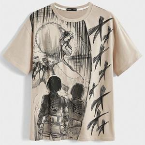ETST 07 ROMWE X Attack on Titan Heren Schedel Print Tee S
