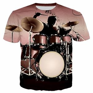 Kukebang zomer Elektronische Drum Muzikale 3D Print Muziekinstrument heren T-shirt Instrument Rock Muziek Stijl Hip-Hop Tops Casual Korte Mouw S