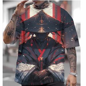 Etst 003 Heren Japans T-shirt Oni Samurai patroon T-shirt bedrukking S