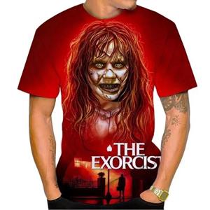 ETST 011 The Exorcist 3d Horror Print Tops Harajuku O-hals T-shirt Casual Korte Mouw Mode T-shirt Zomer Herenkleding S