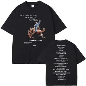 ETST 009 Rapper Bad Bunny Nadie Sabe Lo Que Va A Pasar Mañana Album Tee Heren Dames Katoenen T-shirt Korte Mouw T-shirt Oversized T-shirts S