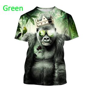 Forever Men Gorilla 3D Digitaal Geprint Heren Casual Korte Mouw T-shirt Sportkleding Heren T-shirts S