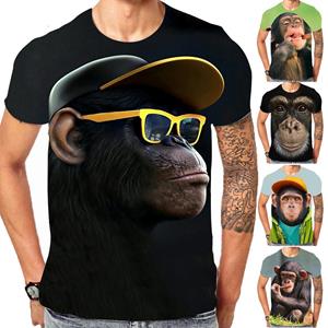 Forever Men Interessante aap 3D-geprinte casual T-shirt met korte mouwen voor volwassenen, plus size heren zomer T-shirts S