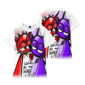 TOP COOL FASHION 12 kleuren grappige cartoon Sprunki T-shirt cool heren T-shirt O-hals casual unisex streetwear anime mode T-shirt camisetas ropa hombre XS zwart