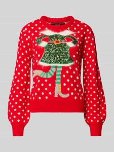 Vero Moda Regular fit kersttrui met paillettenmotief, model 'SSPARKLE ELFIE'