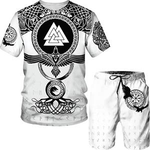 ETST 03 Mode Vintage Bedrukt T-shirt Voor Mannen Casual O-hals Tops Trend Shorts 2-delige Outfit Zomer Outdoor Trainingspakken Shorts Tee Sets 4XL