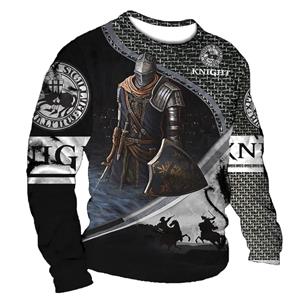 ETST WENDY 05 Knights Templar Print Heren T-shirts Lente Katoenen T-shirt met lange mouwen Vintage Tops 5XL Tees Casual Oversized Losse kleding S