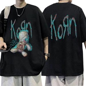 TENJINGE Trendy Korn Issues Rock Band Muziekalbum T-shirt Heren Vintage Metal Gothic Oversized T-shirt Streetwear Zomer Korte Mouw T-shirts XXL