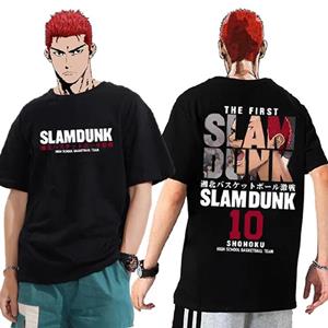 TENJINGE Trendy Anime Slam Dunk T-shirt voor heren Sakuragi Hanamichi Kaede Rukawa Tees Manga Dames Hip Hop Korte MouwVerzendkleding XL