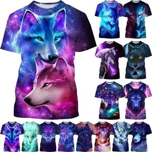 Bobby 2 Wolf 3D-print T-shirt Dierenpatroon Ronde hals Korte mouw Beast Wolf AI Art Fashion Casual Tops voor mannen en vrouwen XXL