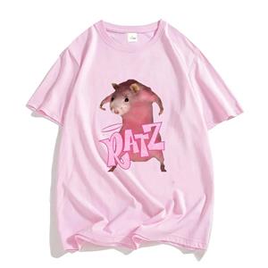 Trendy discount Ratz Pink Mouse canvas T-shirt 100% katoen Korte mouw heren T-shirt Casual Kawaii Zomer O-hals T-shirt Schattige mannelijke zachte shirts XS wit