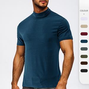 Phoca largha Heren Zacht T-shirt Korte Mouw Basic Turtleneck Slim Fit Ondershirt Pullover Effen Tops Atletische Workout T-shirts voor Heren Zomer Vochtafvoerend T-shirt S wit