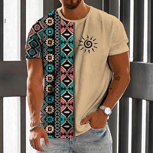Xr 01 Heren T-shirt Etnisch 3D Print Casual Korte Mouw Zomer Ronde Hals Streetwear Vintage Man Losse Sweatshirt Ademende Herenkleding S