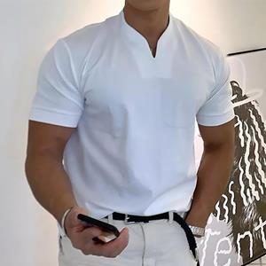 Luojin Heren T-shirt Effen Kleur V Hals Korte Mouw Los Vrijetijdsshirt Korte Mouw Snel Droog Los Trui Top Dagelijkse Kleding Grote Maat S