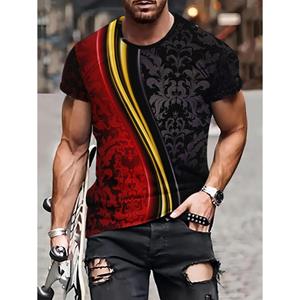HerSight Gestreepte patroon T-shirts Zomer Beer Hert Dier T-shirts Heren Streetwear 3D Print T-shirt Mode O Hals Korte Mouw Tops S zwart