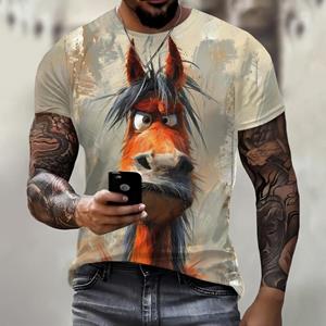 Wendy 3 Grappig 3D Ezel Print T-shirt Voor Heren Street Trend Hip Hop Kleding Casual O-hals Korte Mouw T-shirt Mode Losse Zomer Tops S