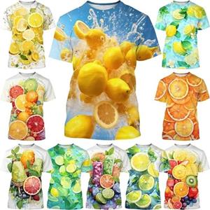 WowClassic Frisse citroen 3D-geprinte heren casual korte mouwen T-shirt Casual korte mouwen T-shirts Zomer Plus Size heren T-shirts S