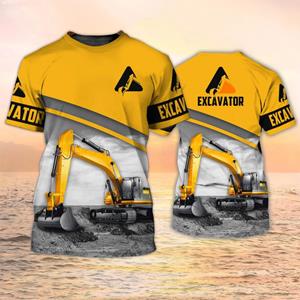 Kukebang Graafmachine Heren T-shirt Zware Apparatuur Operator 3D Print Jongens Meisjes Mode Oversized Korte Mouw T-shirt Tops Uniform Kleding S
