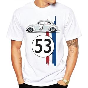 HerSight Kever 53 Nummer T-shirt Heren Auto Korte Mouw Eenvoudige Herbie Tees T-shirts Rally Auto Mannelijk Zwart Bedrukt 3D t-shirt S
