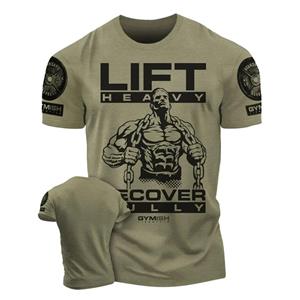 Plus Size FUGUIS 3D-geprinte Recover Fully Workout T-shirt Grappig sportschool T-shirt Hoogwaardig katoen Heren Korte mouwen Muscle Man Tough Guy T-shirt S