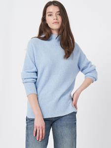 REPEAT cashmere Horizontaal ribgebreide cashmere sweater met opstaande kraag