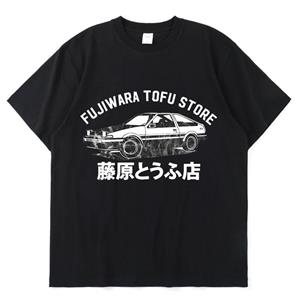 New Young Drift Japanse Anime AE86 Initial D Dubbelzijdig T-shirt O-hals Korte mouwen Zomer Casual T-shirts Mode Unisex Heren T-shirt XS wit