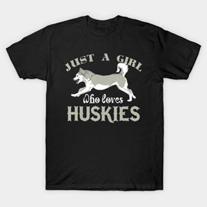 YSM Cotton Tshirt Heren Zwart Print T-shirt Super Groot T-shirt Gewoon een meisje dat van husky's houdt T-shirt Hondenliefhebber No-Cut Transfer Papier Print Katoenen T-shirt XS zwart