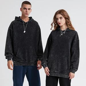 Stylish Man-2 100% Katoen Herenkleding Vintage Zwart Acid Wash Hoodies Heren Dames Hip Hop Sweatshirts Casual Truien M zwart