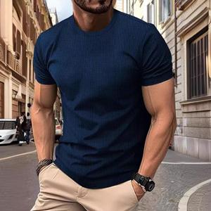 ForYourBeauty Mesh Ice Silk T-shirt met korte mouwen voor heren Ronde hals Zomer Effen kleur Nylon Glad materiaal T-shirts S zwart