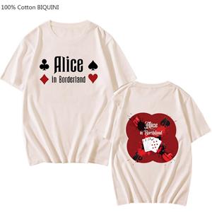 Planet clothing wholesale Alice In Borderland Emblem Esthetische T-shirt Heren T-shirts Harajuku Anime T-shirt Vier Seizoenen Knappe Korte Mouw 100% Katoen XS wit