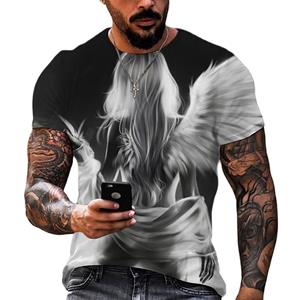 ETST WENDY 05 Heren Vintage T-shirts 3D Engel Print Sweatshirt Casual Losse Korte Mouw Tops Tees Oversized T-shirt Voor Heren Kleding Camiseta 2XL